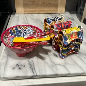 Fiesta Taco Holder Set 🌮 Colorful Taco Tuesday Serving Set w/ Bowls & Spoons